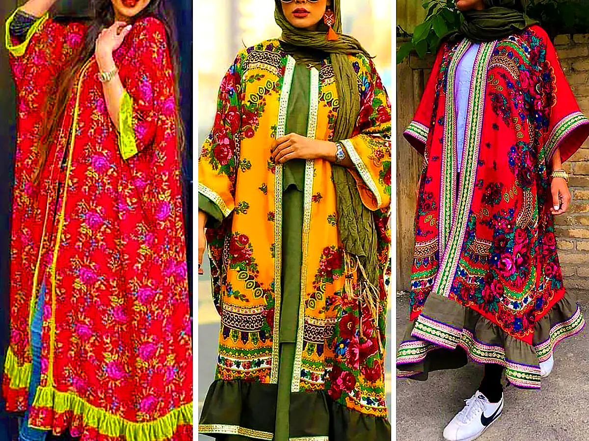 پیراهن مانتویی سنتی گلدار