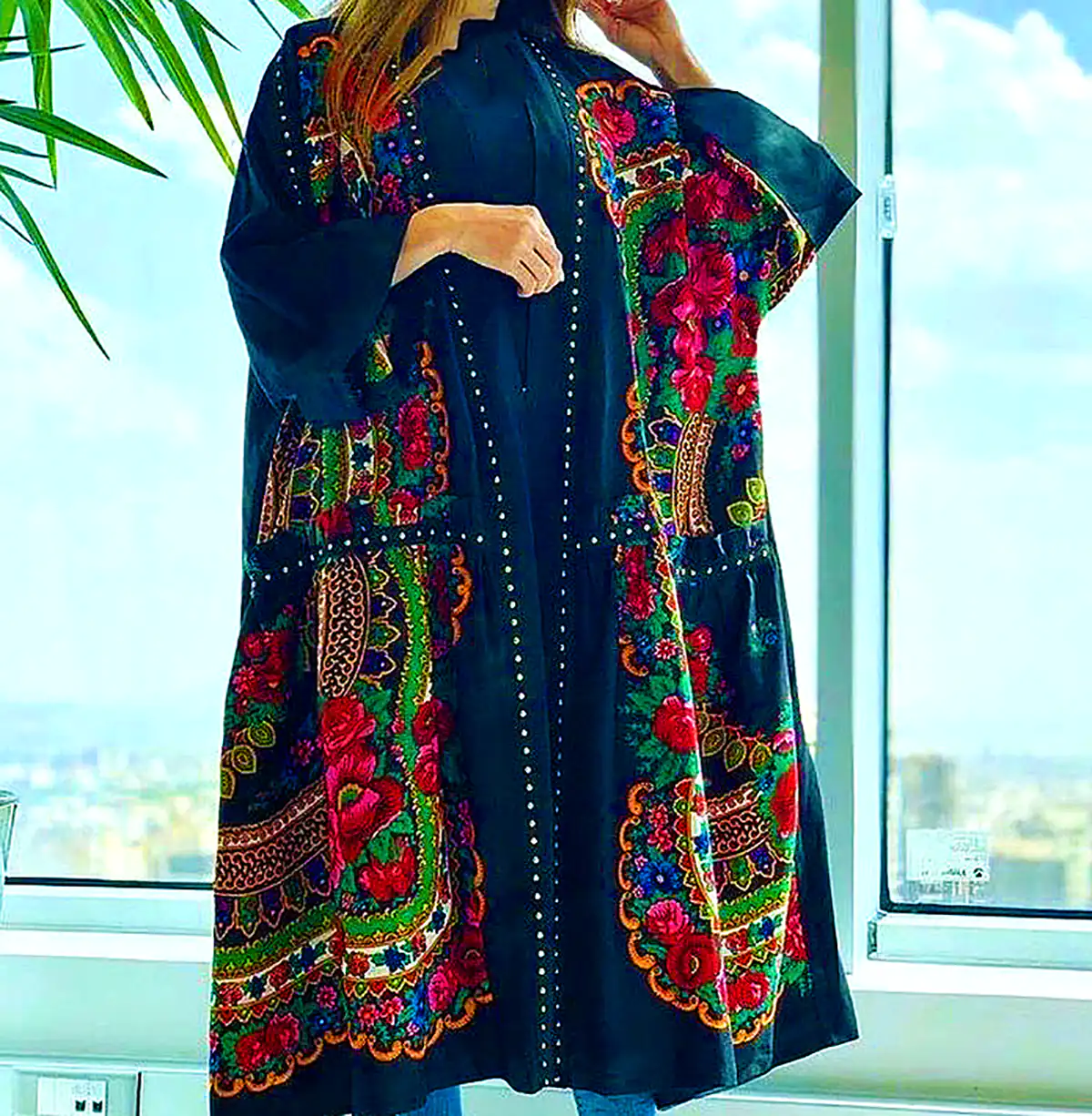 پیراهن مانتویی سنتی گلدار