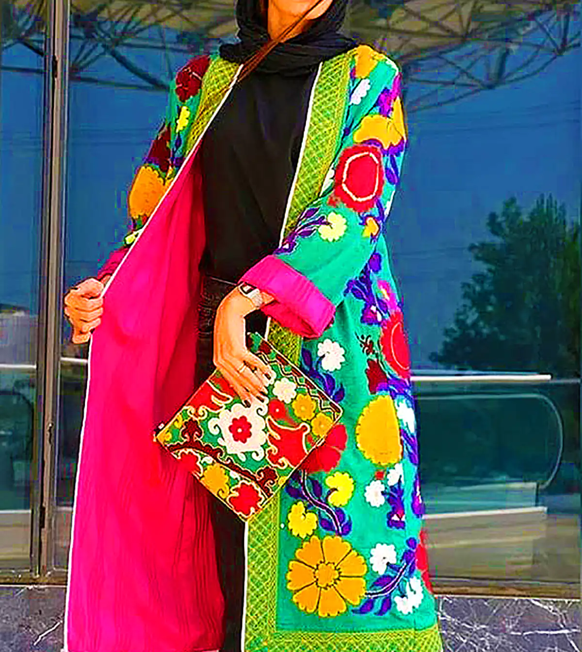 پیراهن مانتویی سنتی گلدار