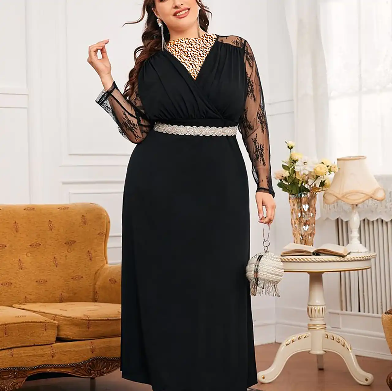پیراهن ماکسی مجلسی مشکی