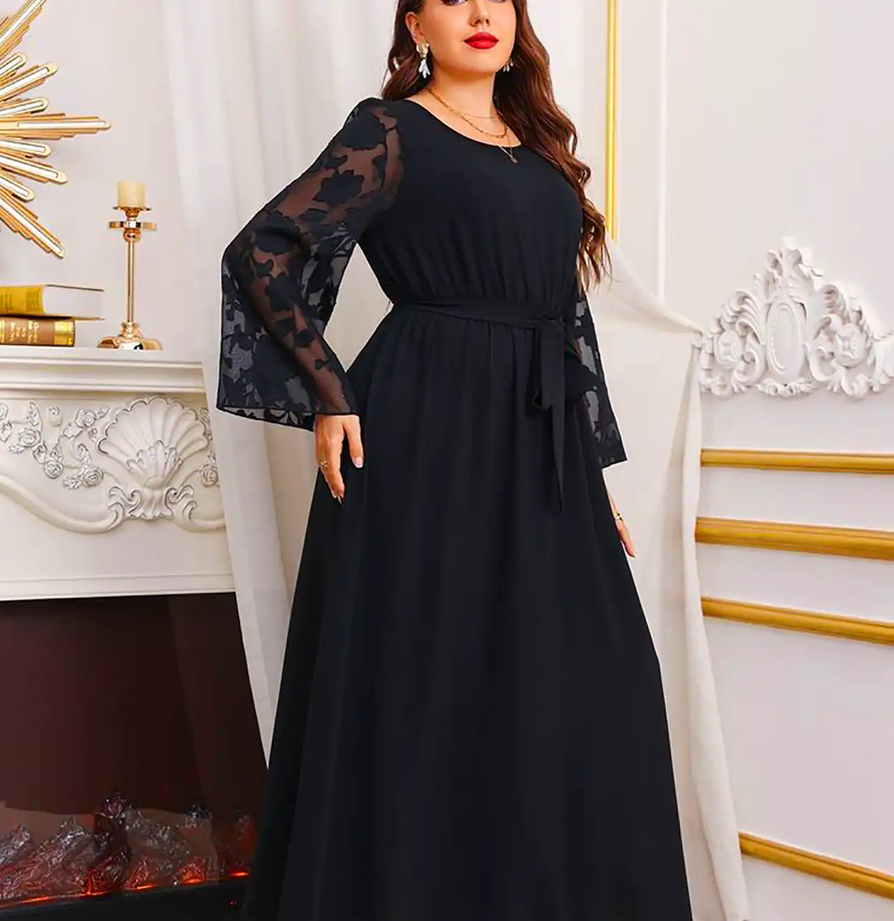 پیراهن ماکسی مجلسی مشکی