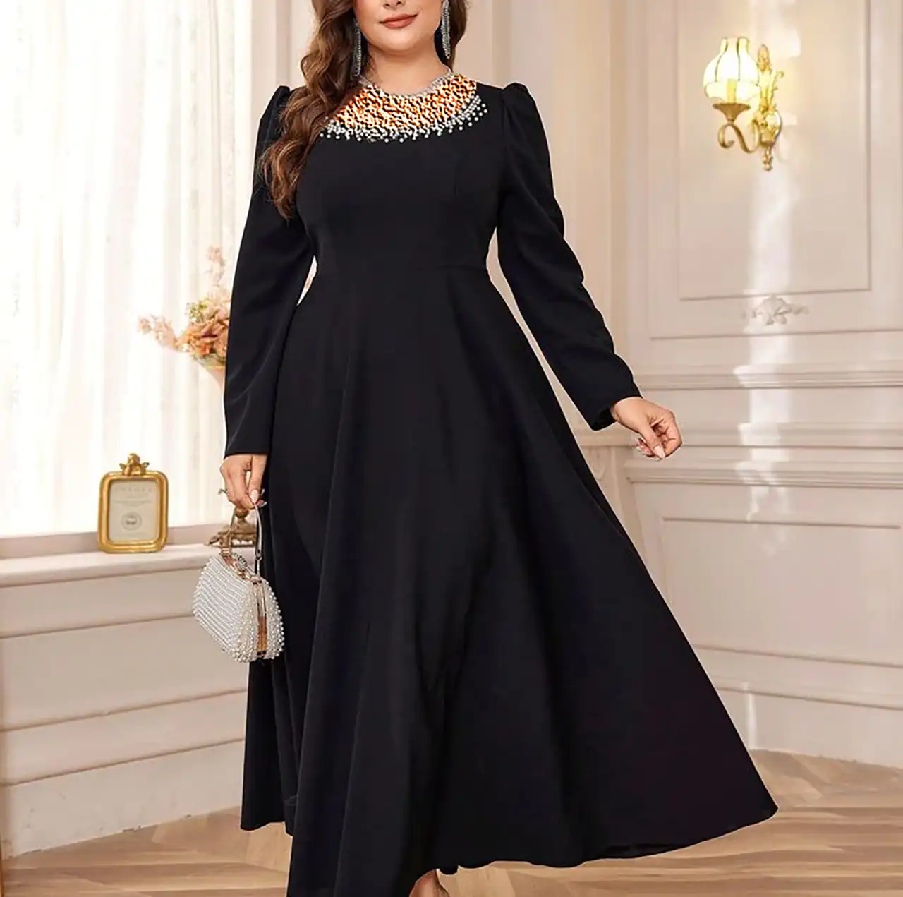 پیراهن ماکسی مجلسی مشکی