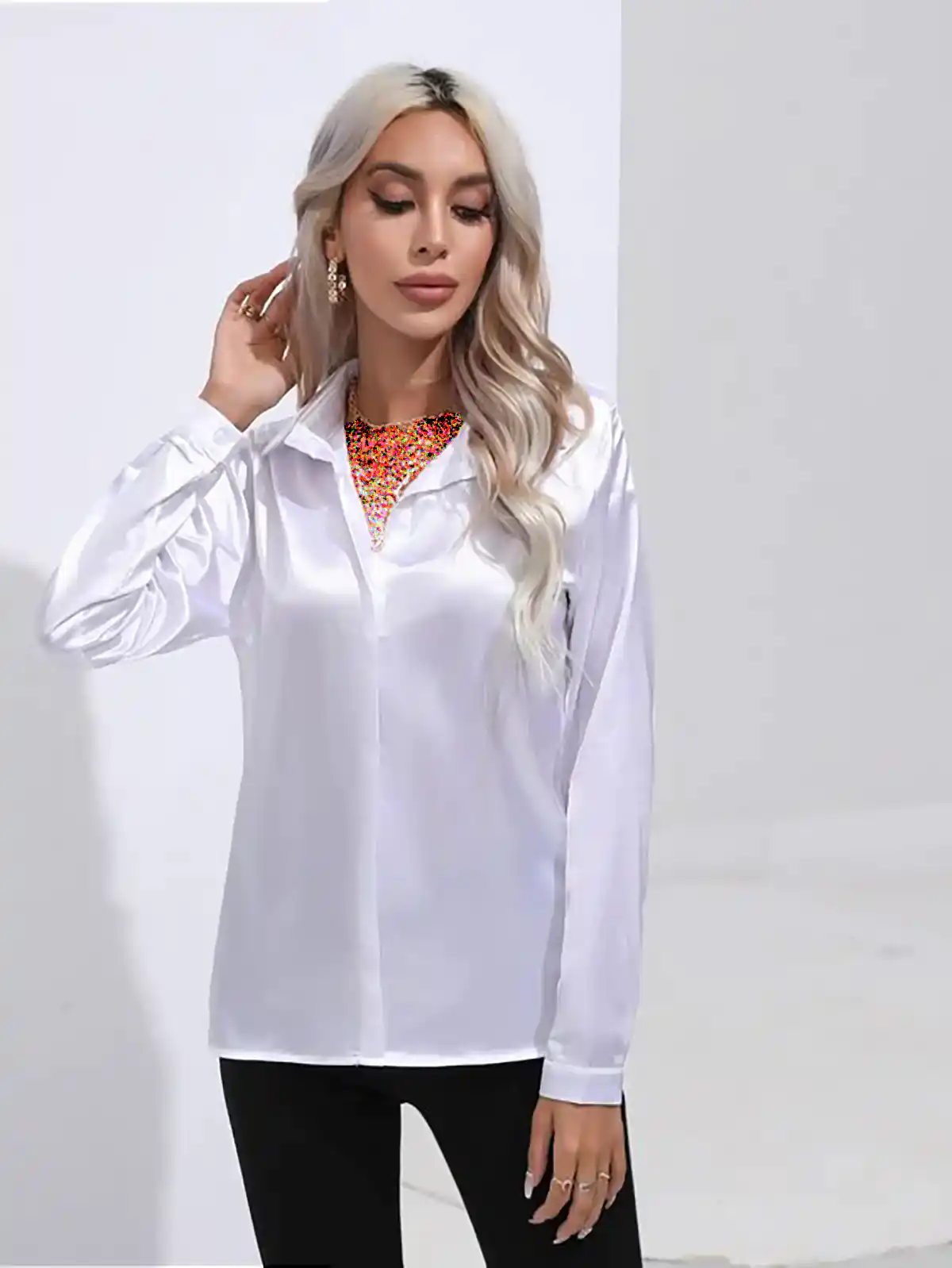 پیراهن سفید ساتن یونیک
