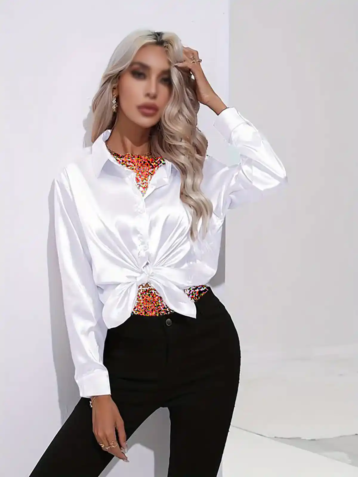 پیراهن سفید ساتن یونیک