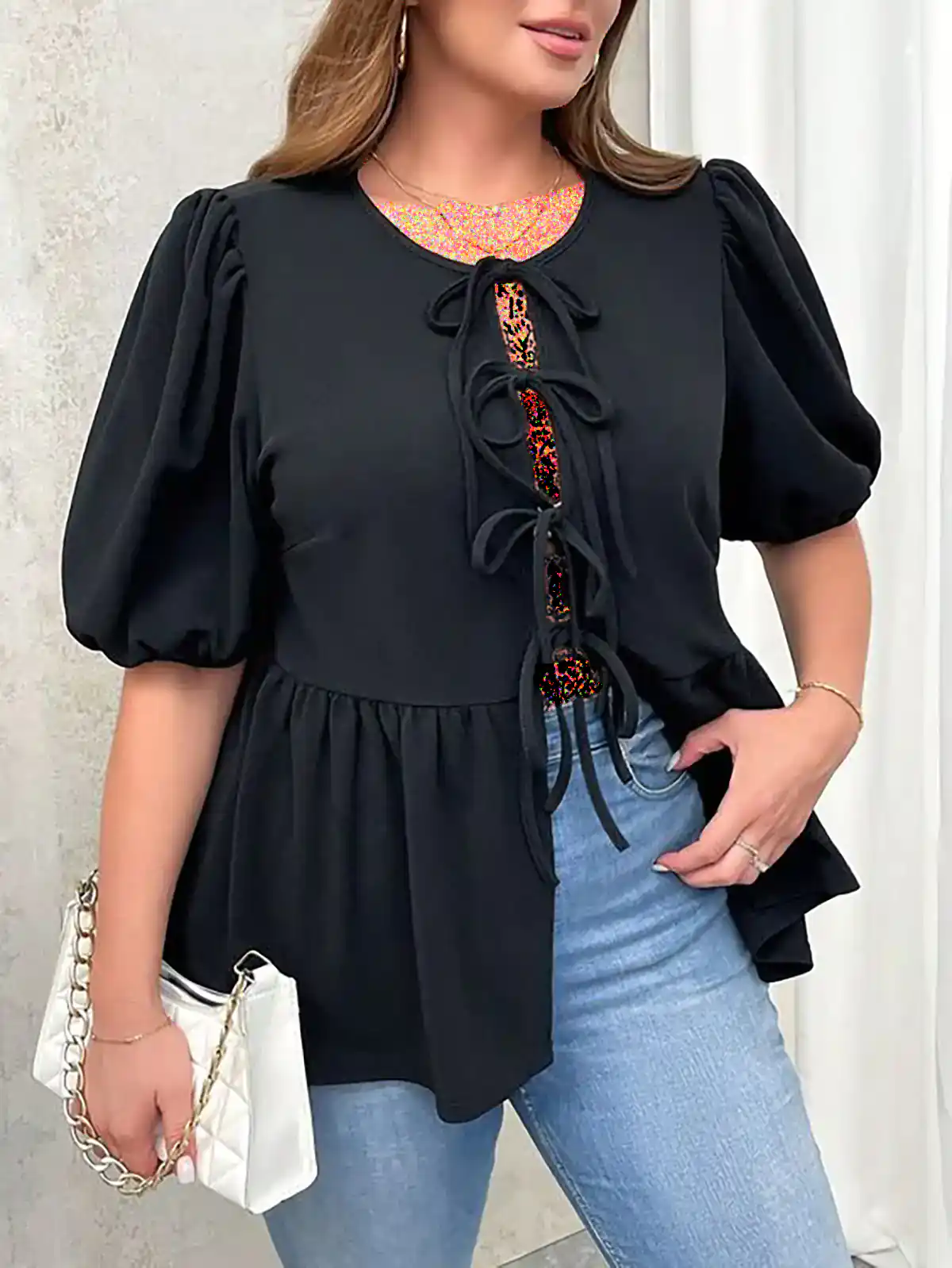 پیراهن زنانه مشکی جلو پاپیونی ترند