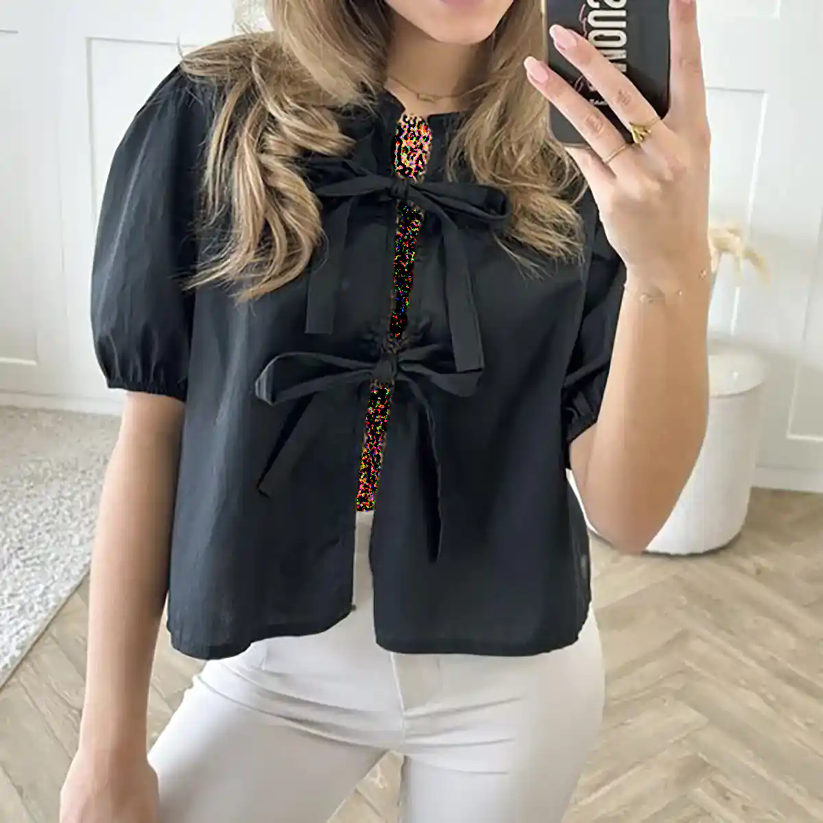 پیراهن زنانه مشکی جلو پاپیونی ترند