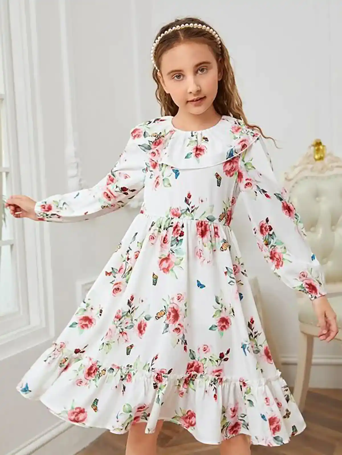 سارافن بلند گل گلی دخترونه