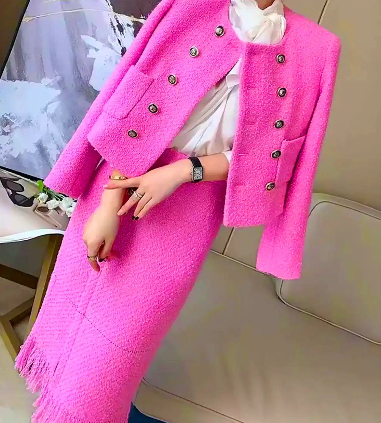 ست کت دامن زنانه شیک کره ای