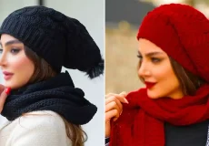 شال و کلاه قلاب بافی زنانه