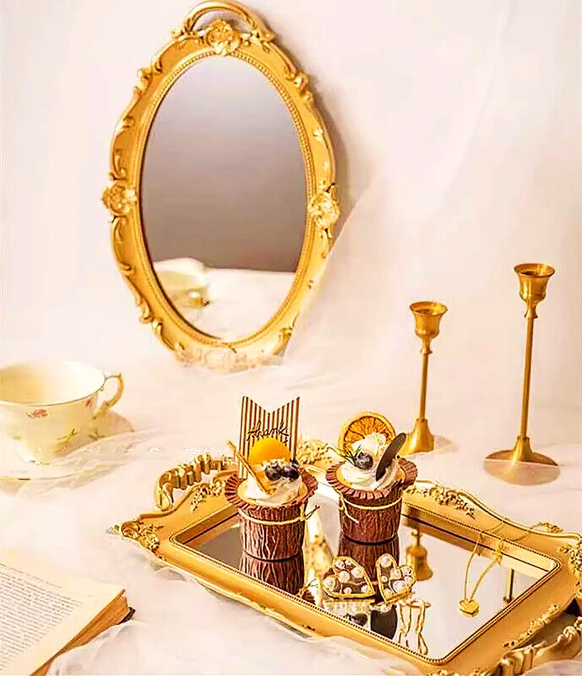 سینی آینه ای دکوراتیو رومیزی