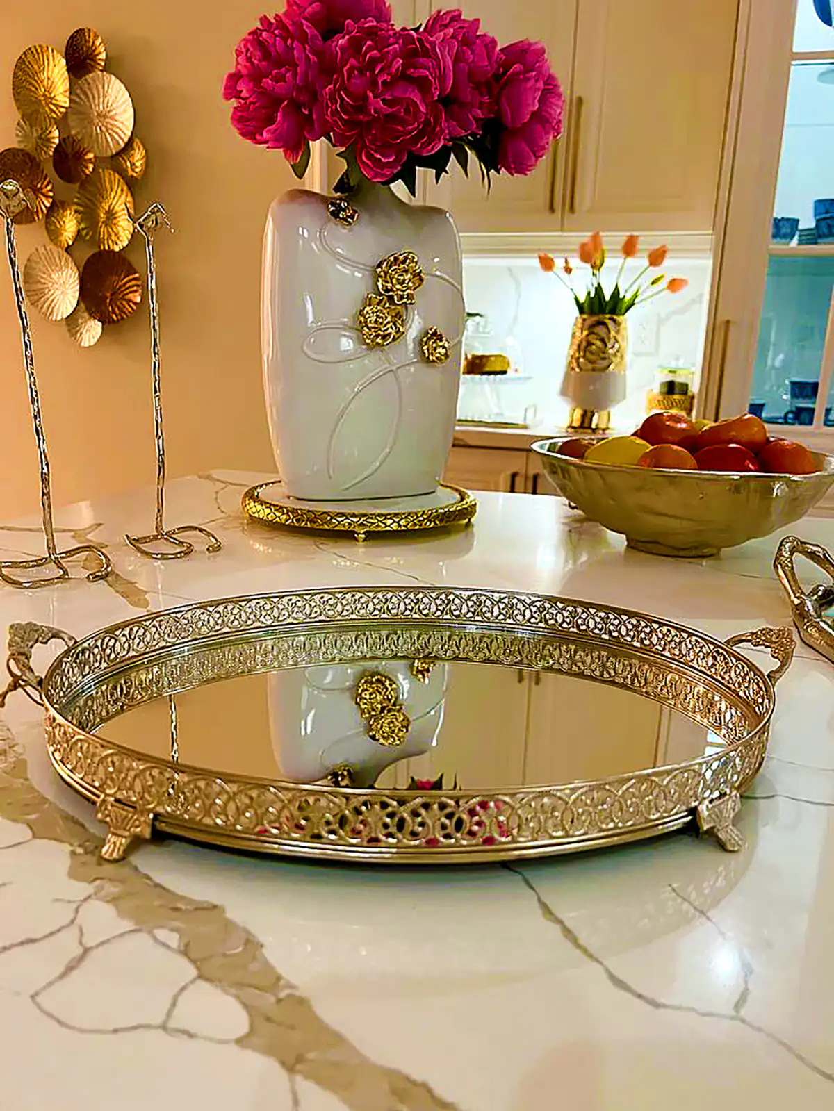 سینی آینه ای دکوراتیو رومیزی