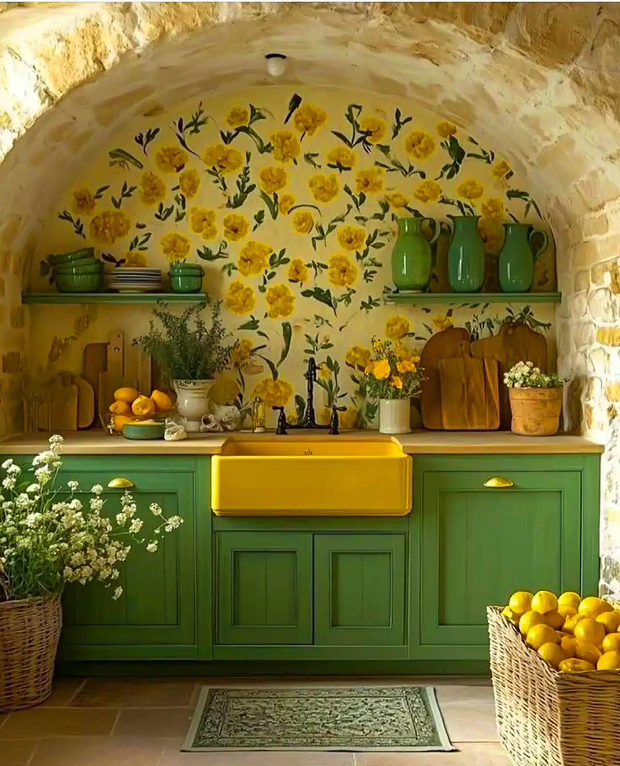 آشپزخانه نئوکلاسیک خوش رنگ 