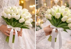 دستبند گل سفید مخصوص عروس