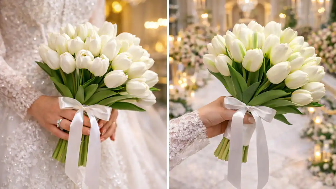 دستبند گل سفید مخصوص عروس