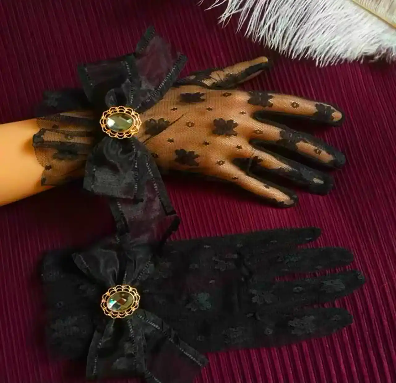 دستکش توری مشکی مجلسی 