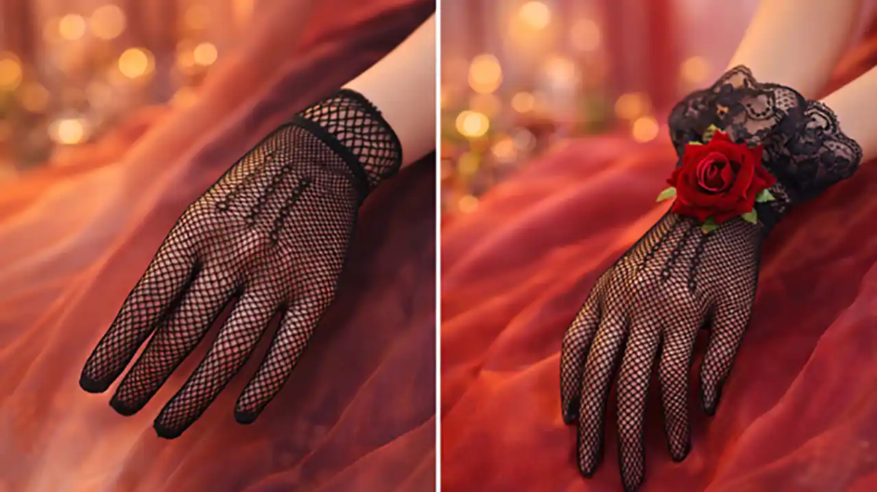 دستکش توری مشکی مجلسی