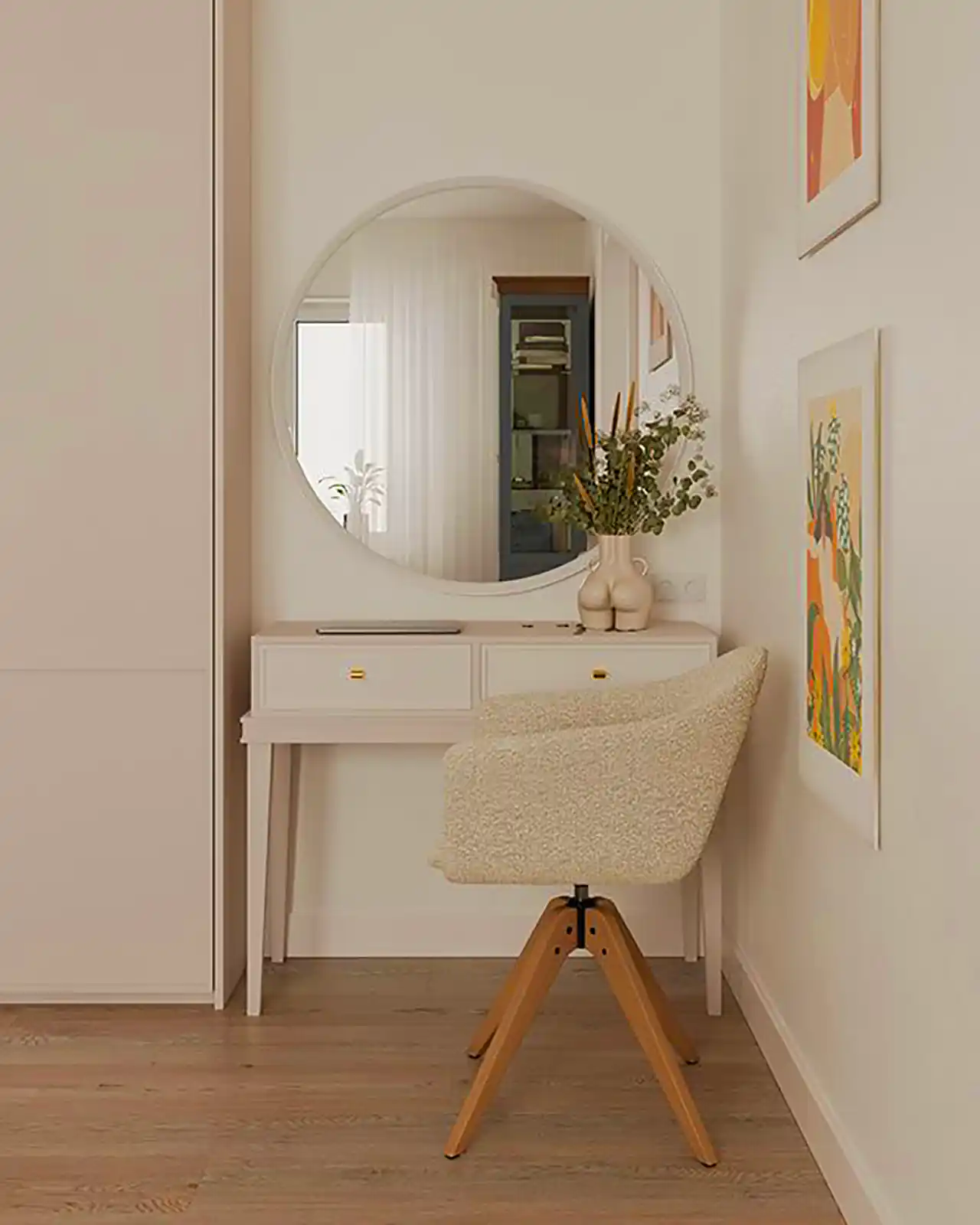 دکور با میز و آینه آرایشی 