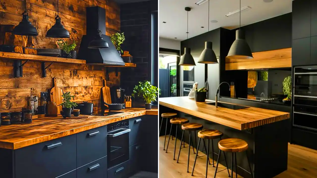 دکوراسیون لاکچری و تیره آشپزخانه