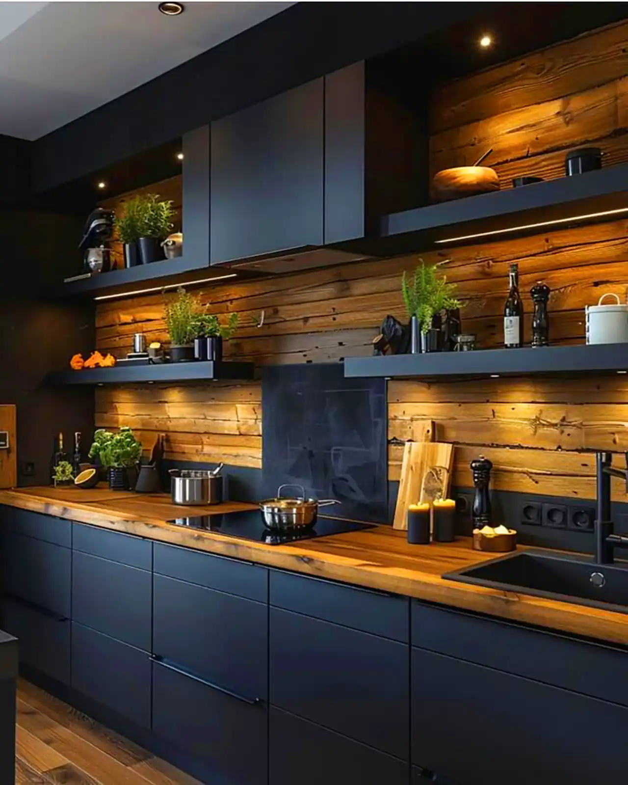 دکوراسیون لاکچری و تیره آشپزخانه