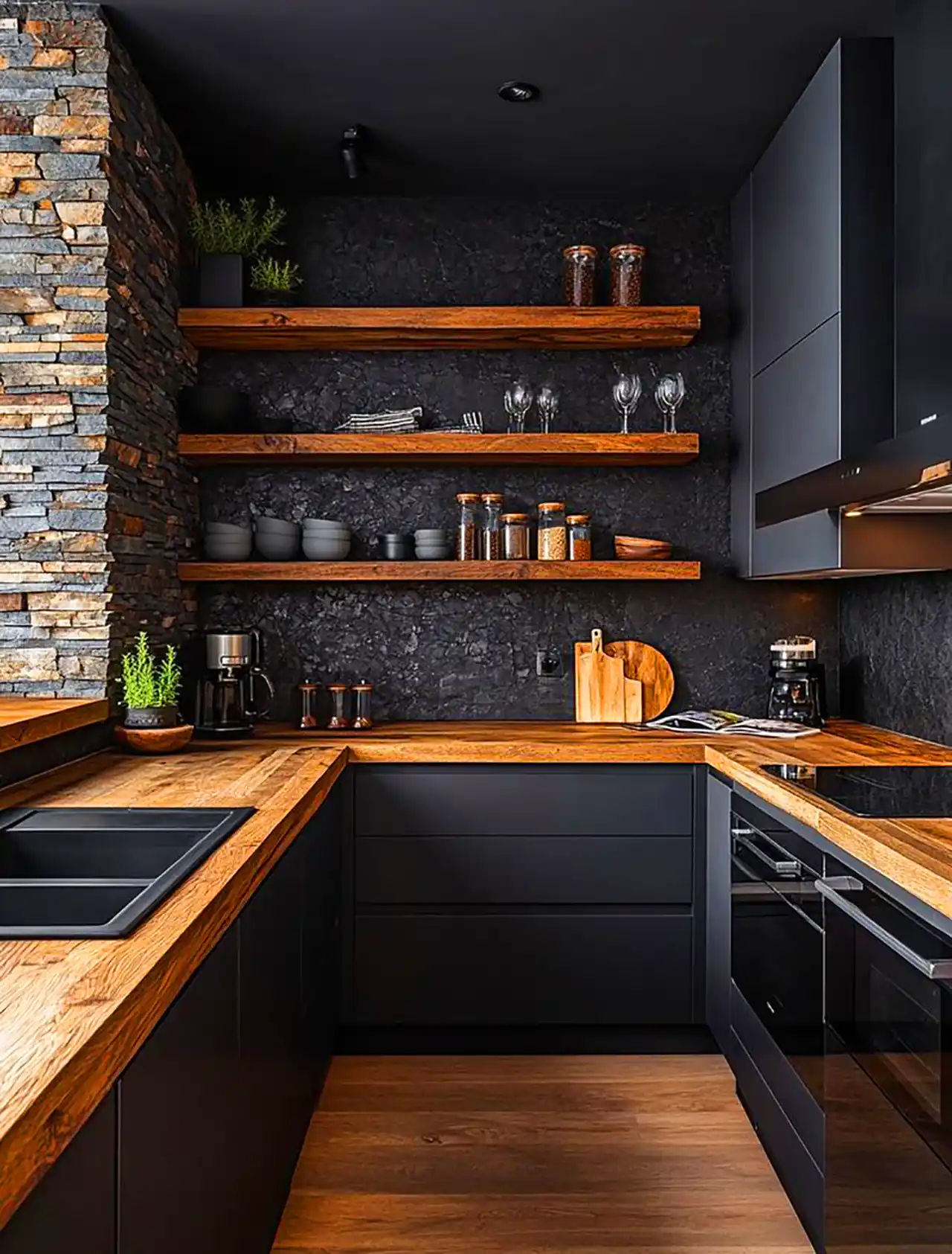 دکوراسیون لاکچری و تیره آشپزخانه