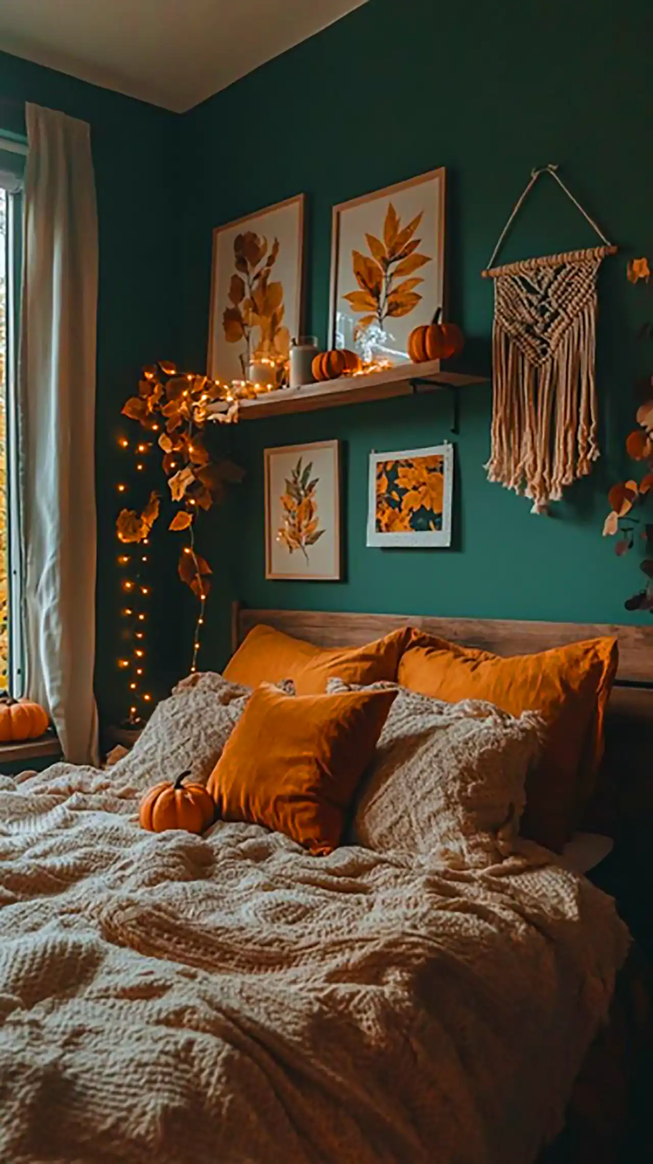دکوراسیون اتاق خواب سبز و گرم 