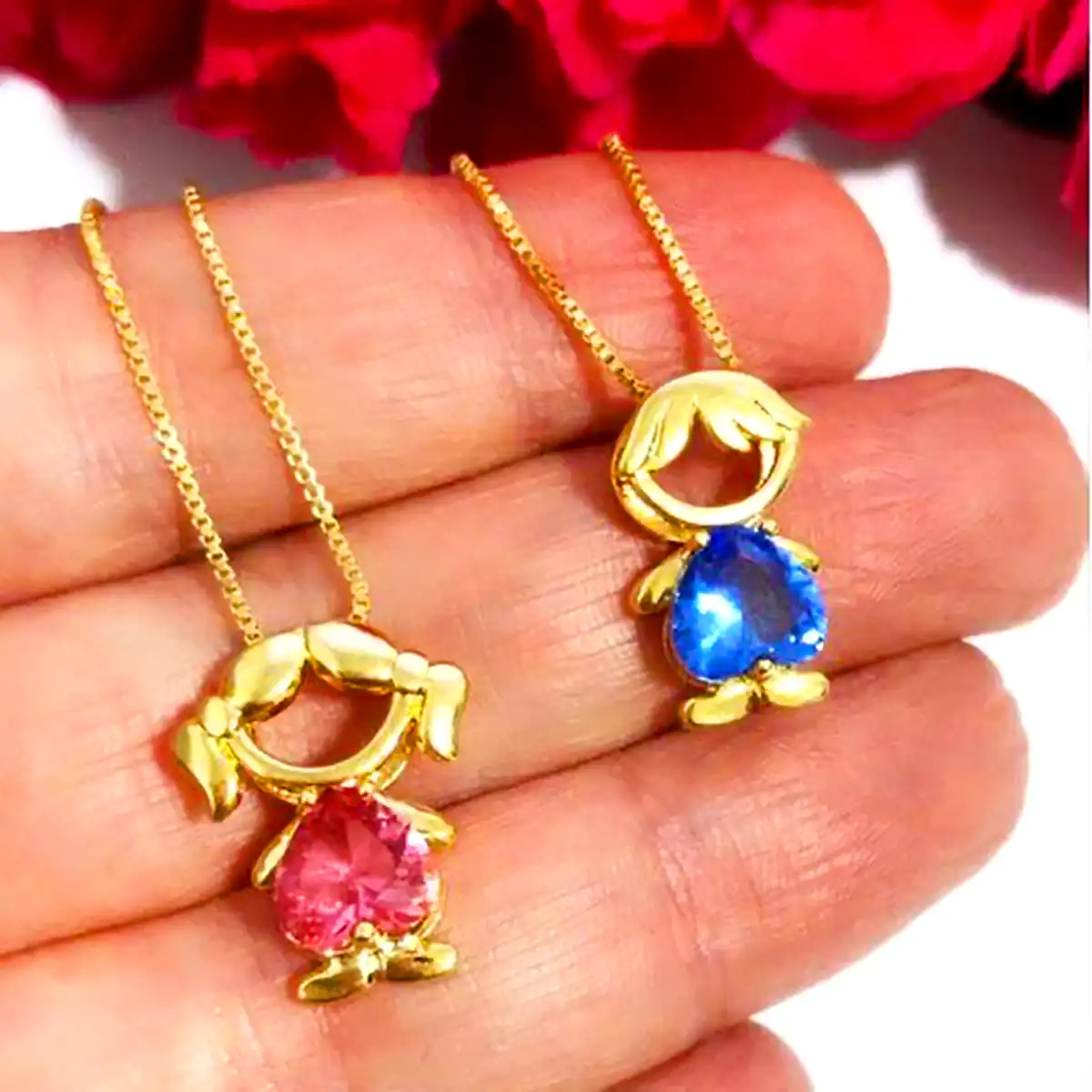 گردنبند طلا نگین دار خانواده