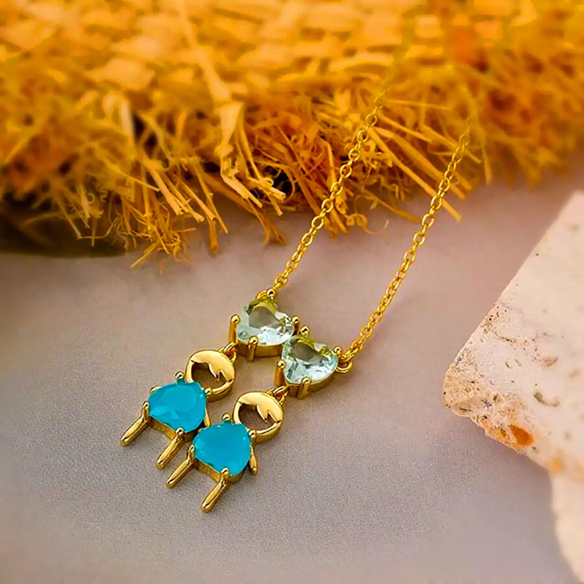 گردنبند طلا نگین دار خانواده