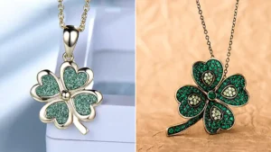 گردنبند طلا شبدر شانس نگین دار