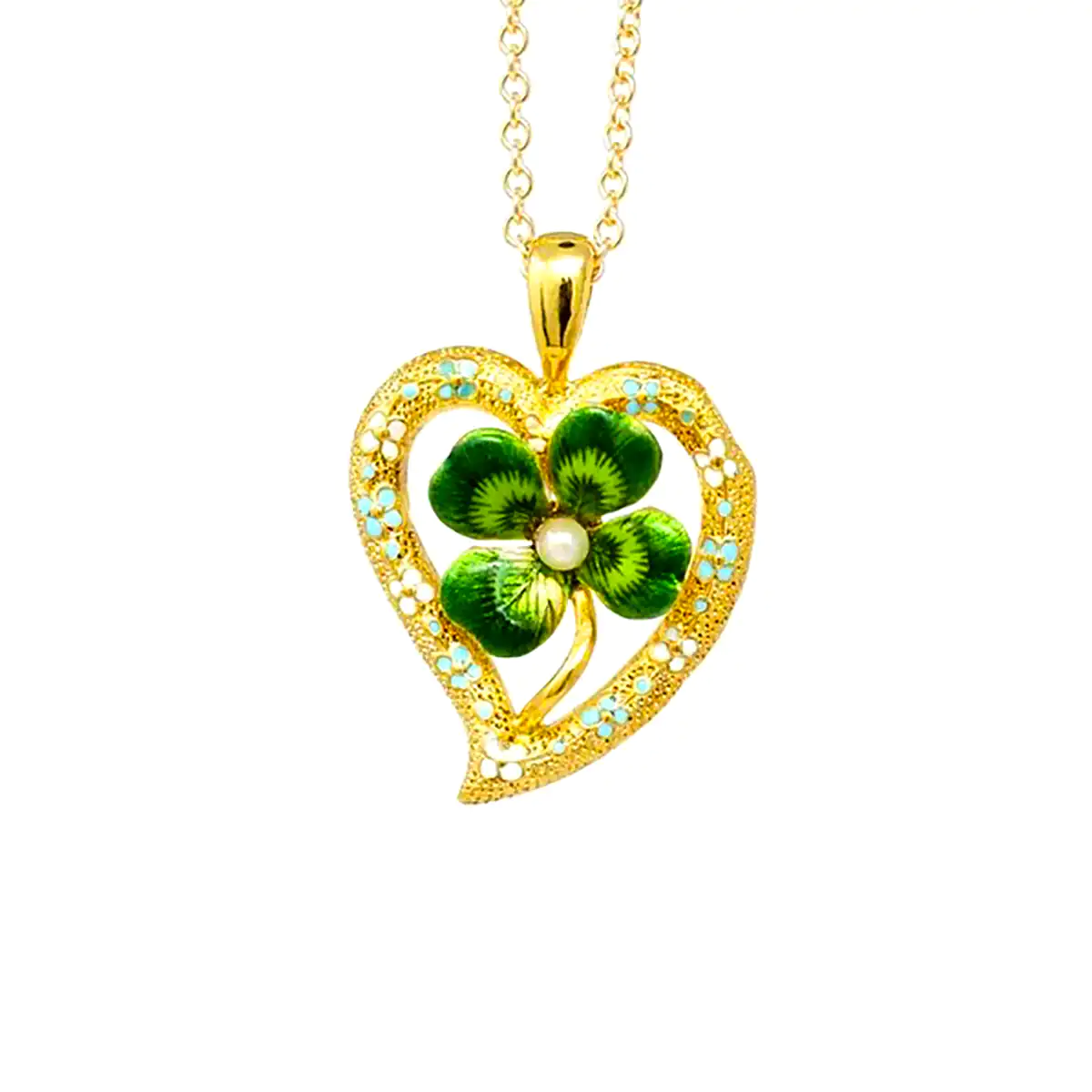 گردنبند طلا شبدر شانس نگین دار