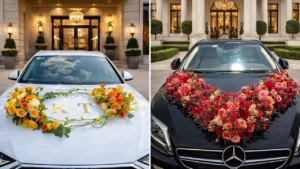 گل آرایی شیک و سنگین ماشین عروس