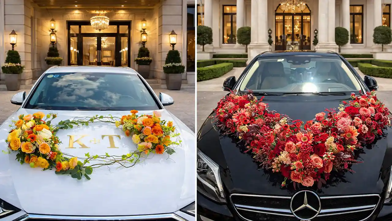 گل آرایی شیک و سنگین ماشین عروس