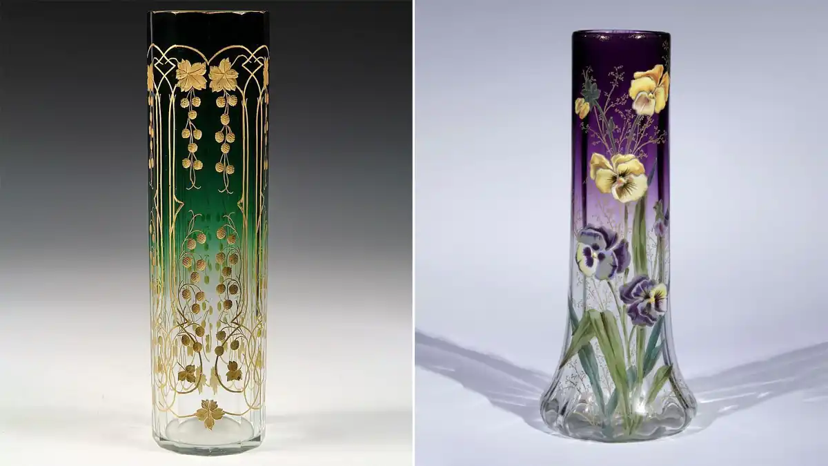 گلدون شیشه ای نقاشی شده