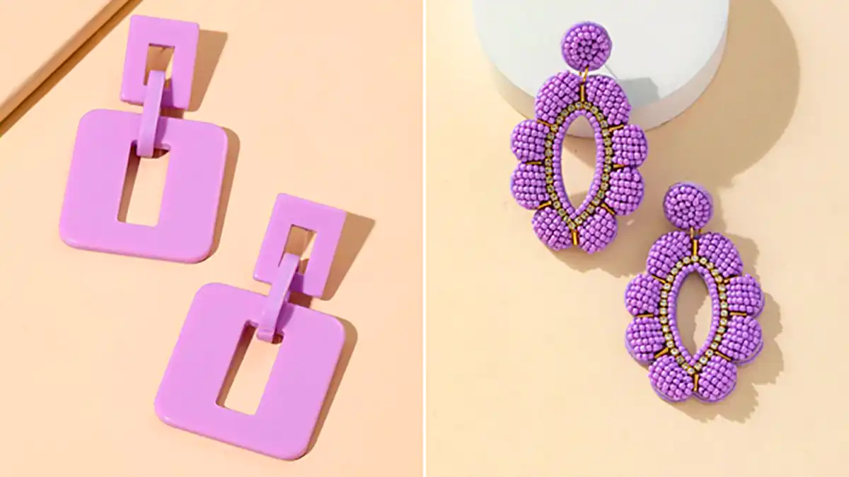 گوشواره آویز هندسی پاستیلی