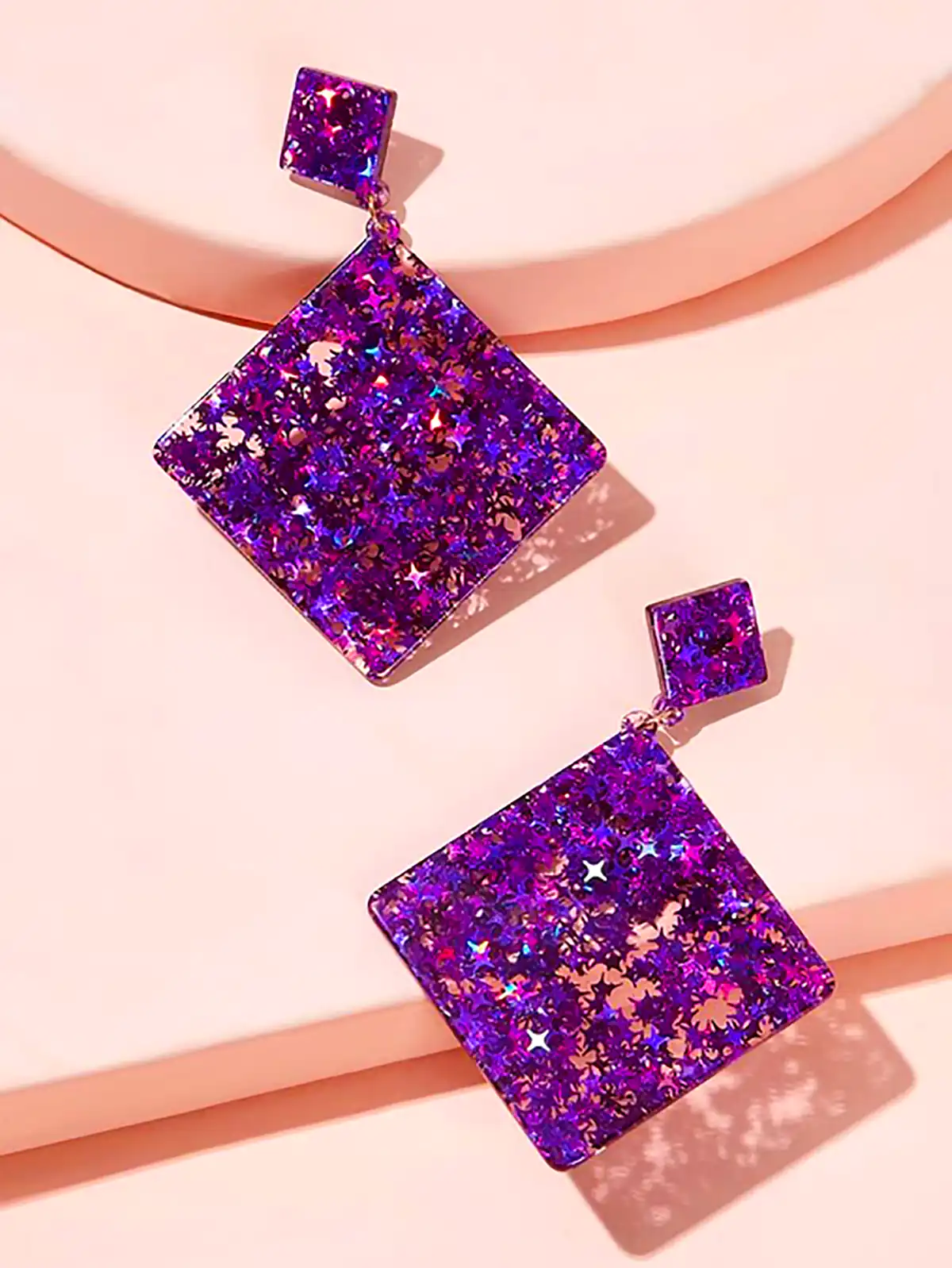 گوشواره آویز هندسی پاستیلی