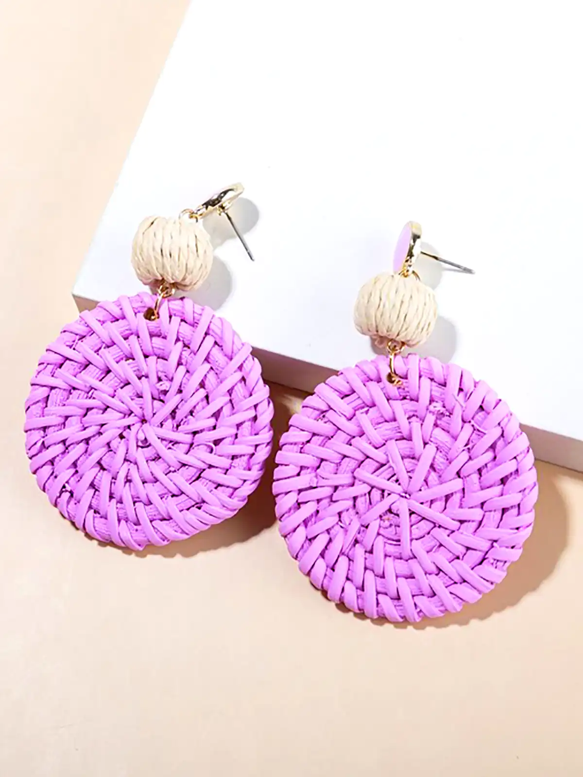 گوشواره آویز هندسی پاستیلی