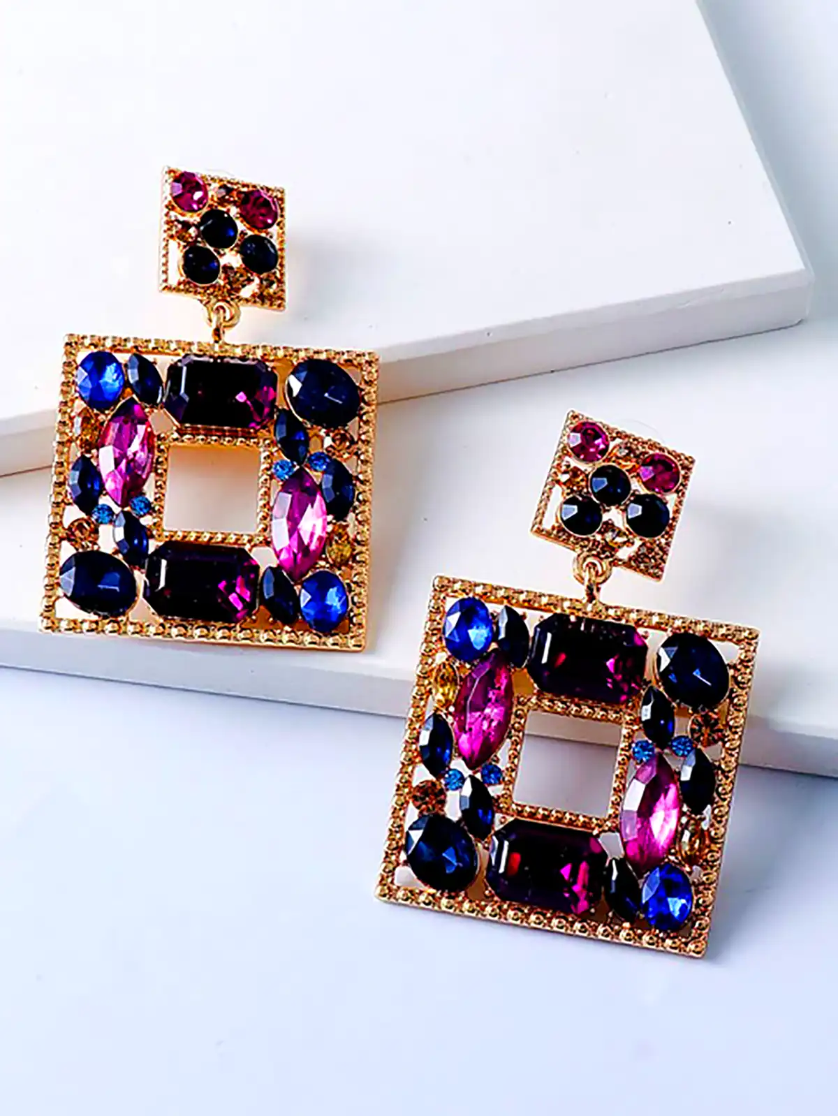 گوشواره آویز هندسی پاستیلی