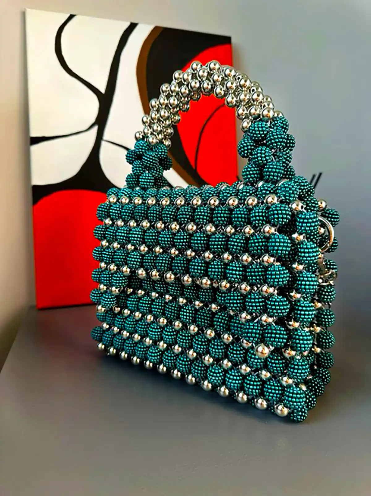 کیف فانتزی دست دوز مهره ای