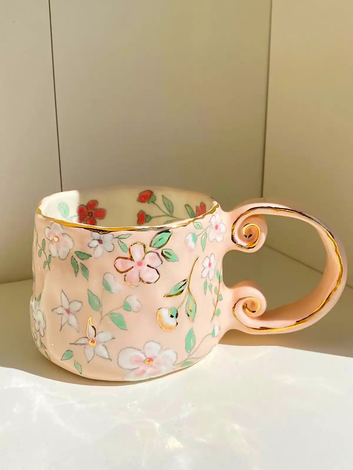 ماگ سفالی لعاب دار رنگی 