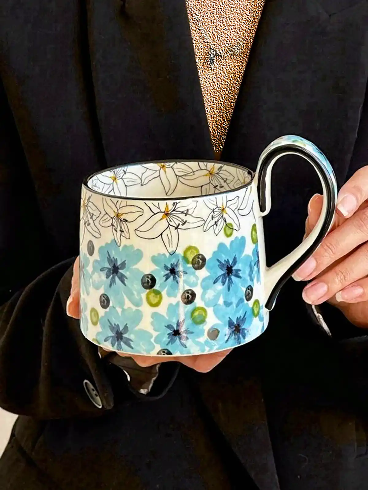 ماگ سفالی لعاب دار رنگی 