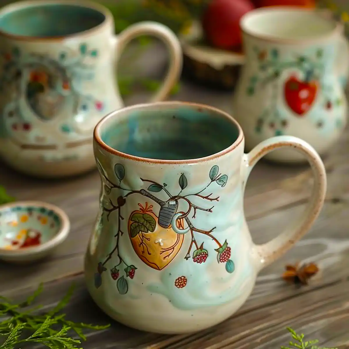 ماگ سفالی لعاب دار رنگی 
