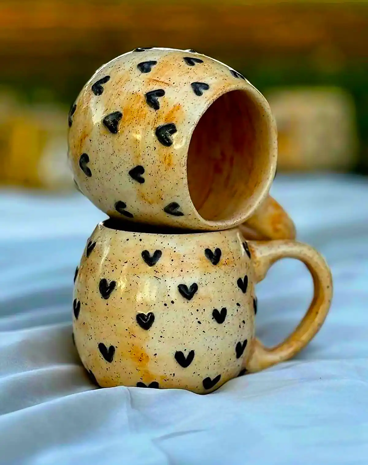 ماگ سفالی لعاب دار رنگی 