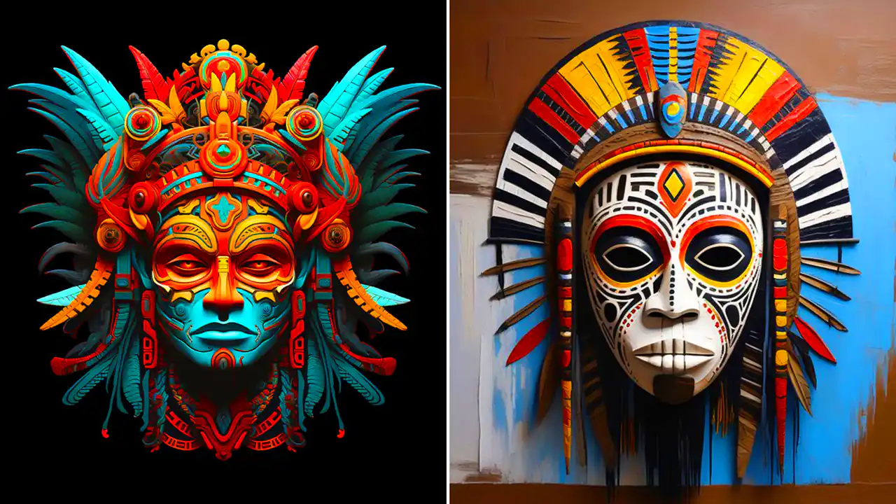 نقاب سنتی آفریقایی چوبی