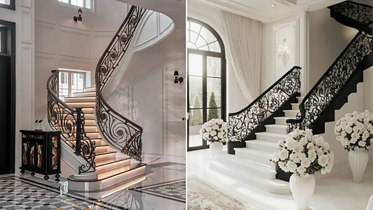 راه پله منبت کاری مشکی