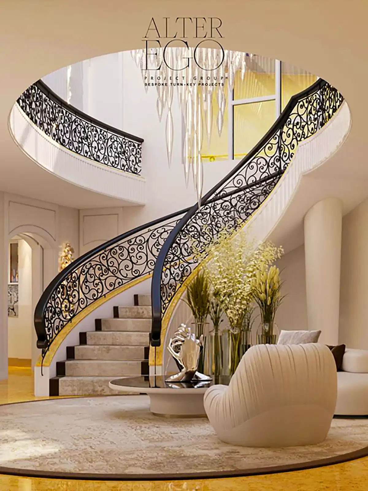 راه پله منبت کاری مشکی