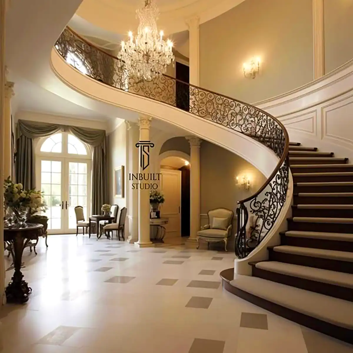 راه پله منبت کاری مشکی