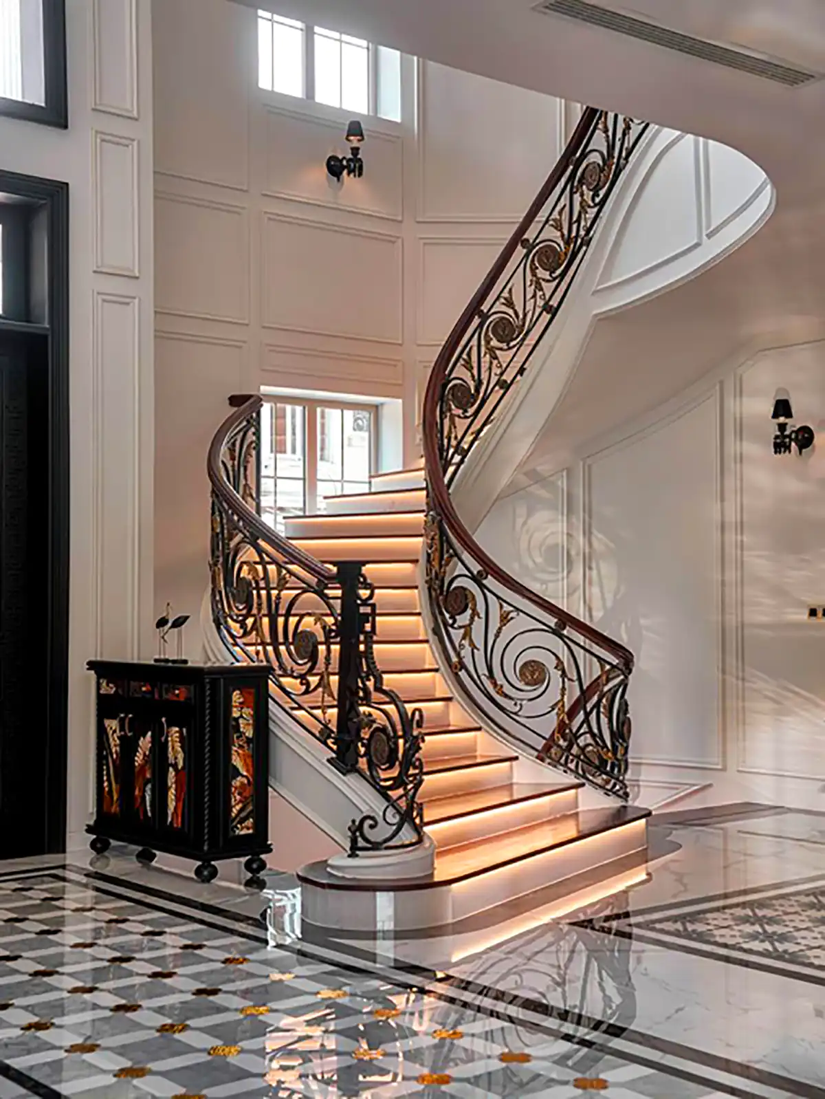 راه پله منبت کاری مشکی