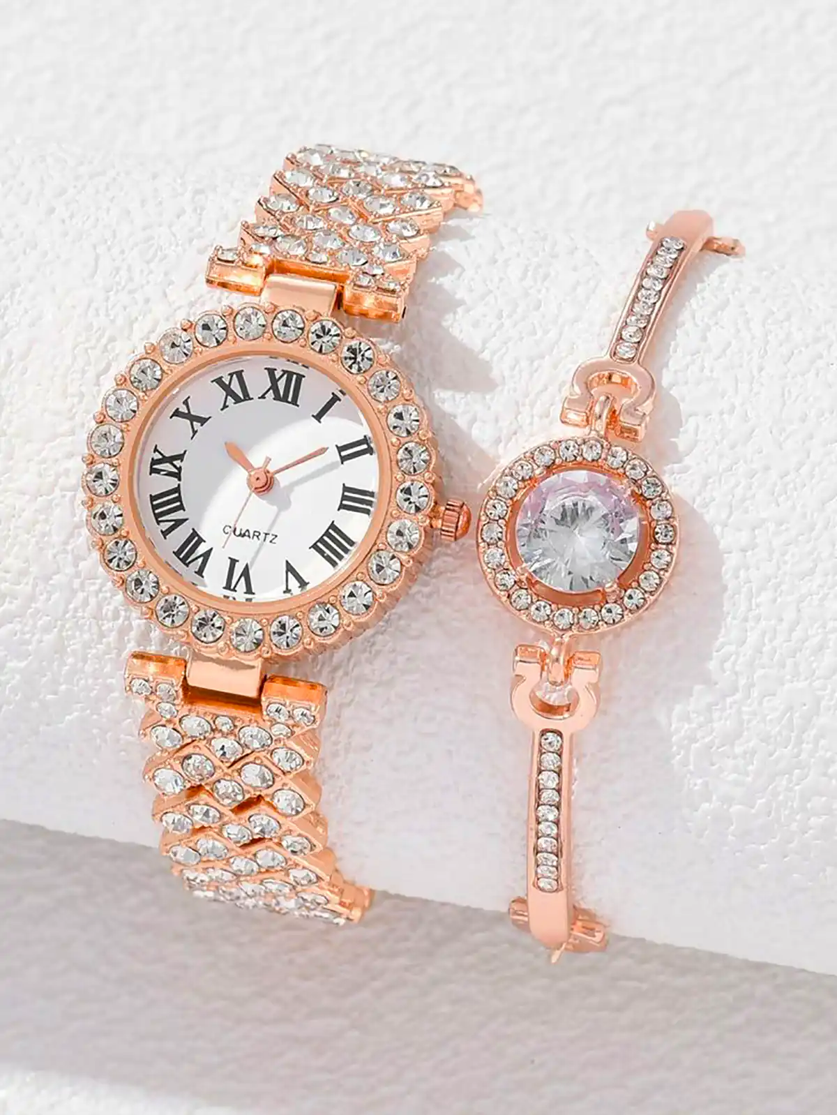 ست ساعت و دستبند لوکس نگینی