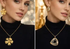 ست گردنبند و گوشواره شیک طلا