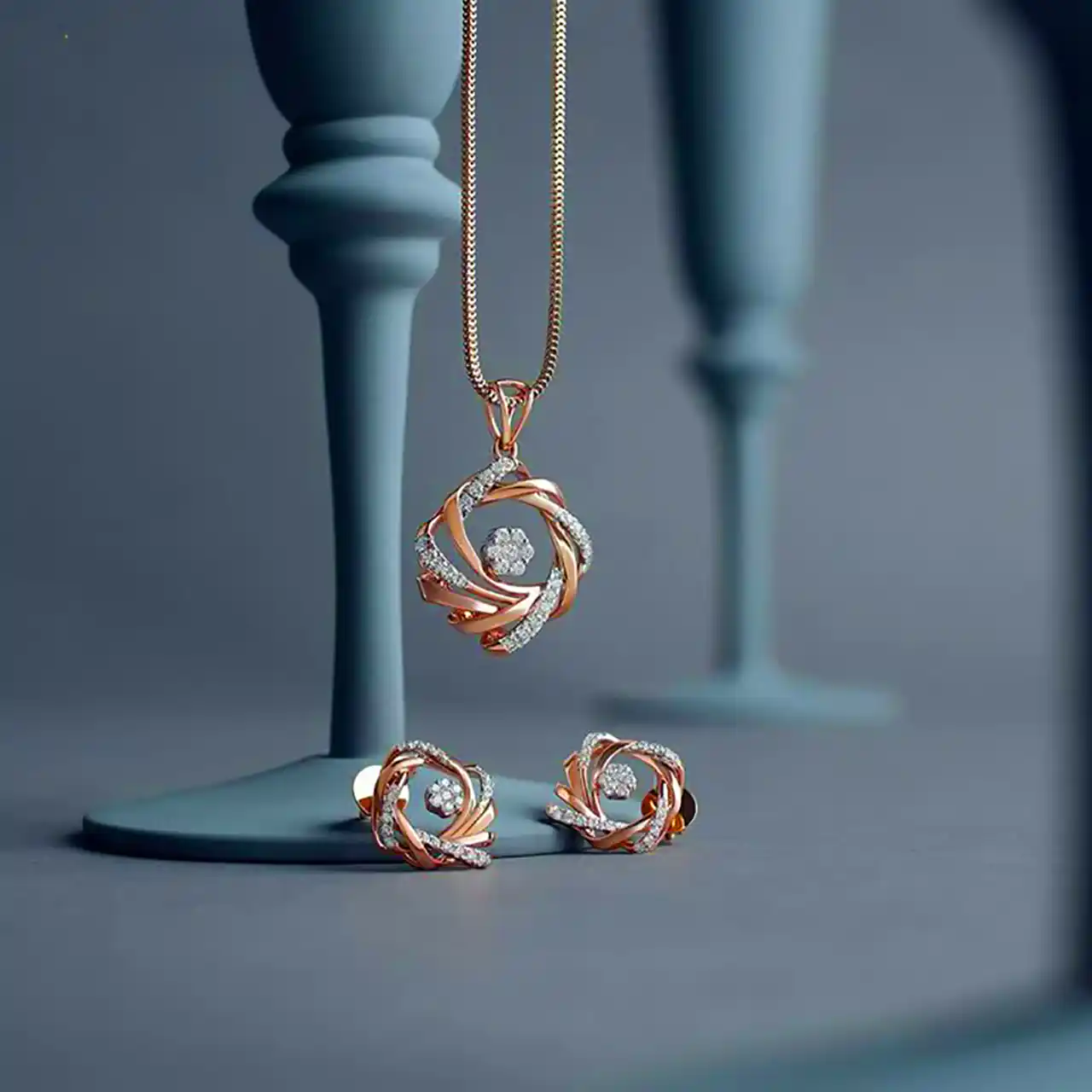 ست گردنبند و گوشواره شیک طلا