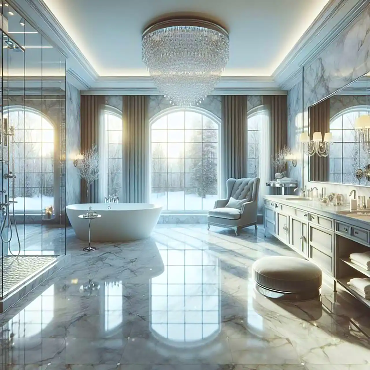 طراحی حمام سلطنتی مرمرین